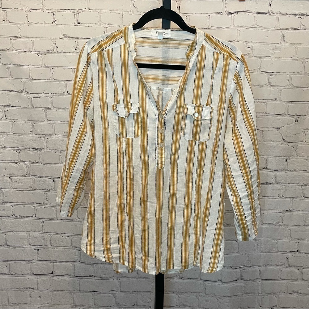 Eden & Olivia Yellow Vertical Stripe Blouse